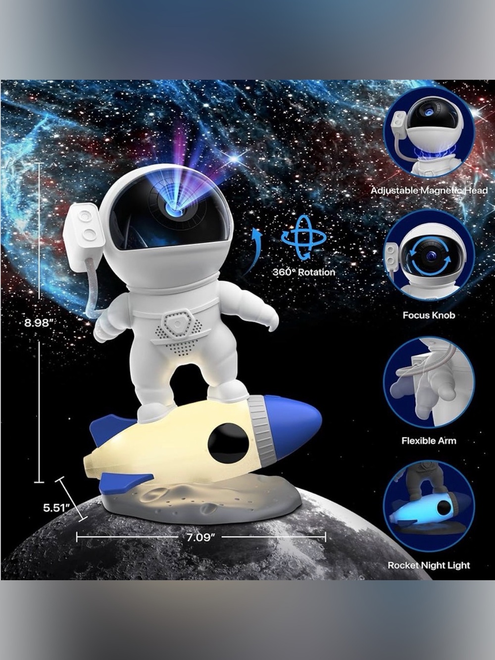 FlyLily Astronaut Galaxy Projector BL-HJ07 Star Nebula 13 Discs Night Light